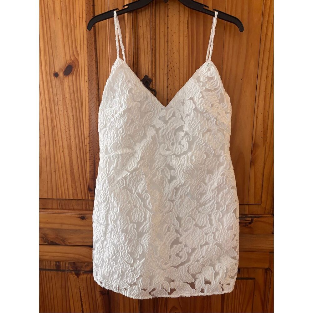 Lulus White Moonlight Moments Jacquard Dress